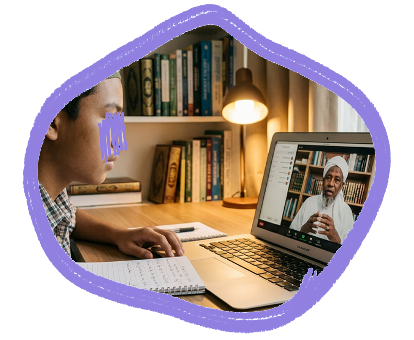 Student selecting tier and studying online